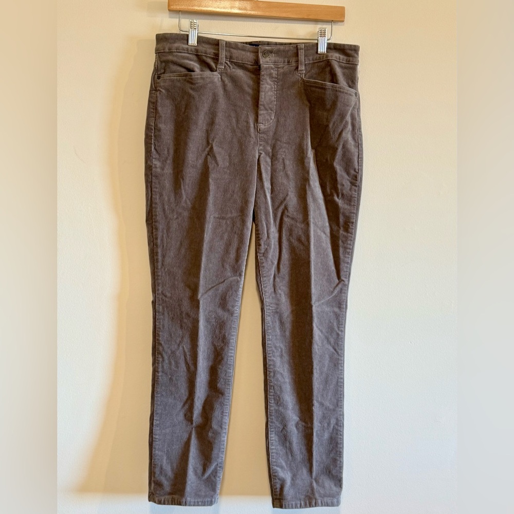 Talbots Gray Corduroy Straight Leg Pants Size 12P - Picture 2 of 5
